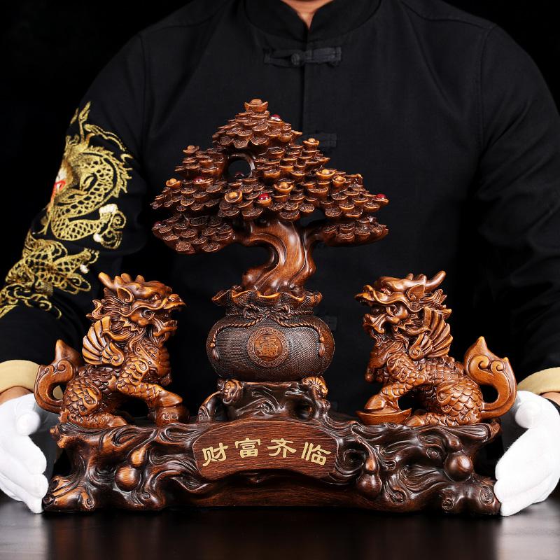 美帮汇财富齐临摆件大象立马发财发财树店铺收银台前台摆设高清大图