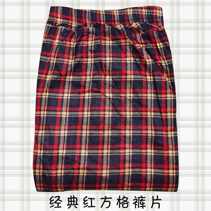 棉裤片成人半成品中老年男女加肥加大棉裤片大人手工棉裤片 裤片-经典红方格 身高150-165体重80-130