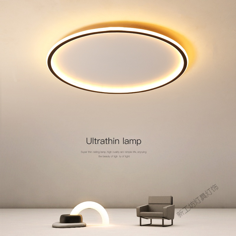 苏宁放心购 简约风黑色卧室灯吸顶灯铁艺餐厅书房温馨圆形led客厅灯具北欧灯