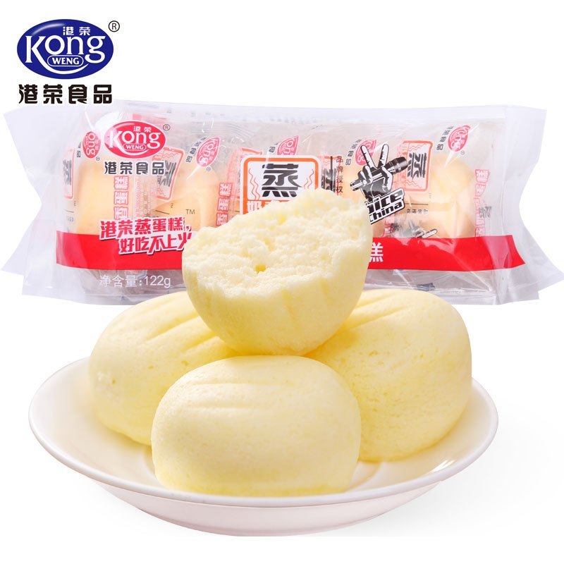港荣(Kong WENG) 蒸蛋糕点122g营养早代餐美食品点心口袋面包小吃奶香味袋装