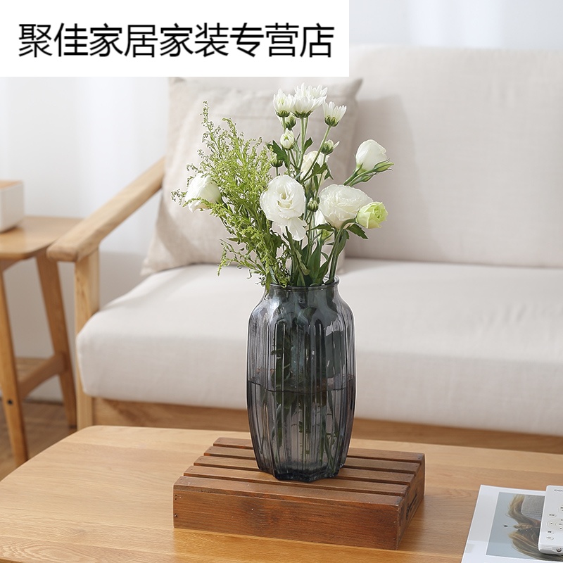 家柏饰(CORATED)欧式简约玻璃花瓶富贵竹水培容器客厅创意干花插花摆件透明大花盆高清大图