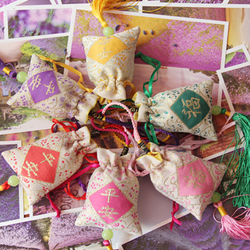 薰衣香包针织刺绣图案布袋装花植颗粒家用衣橱香囊香袋 小福袋