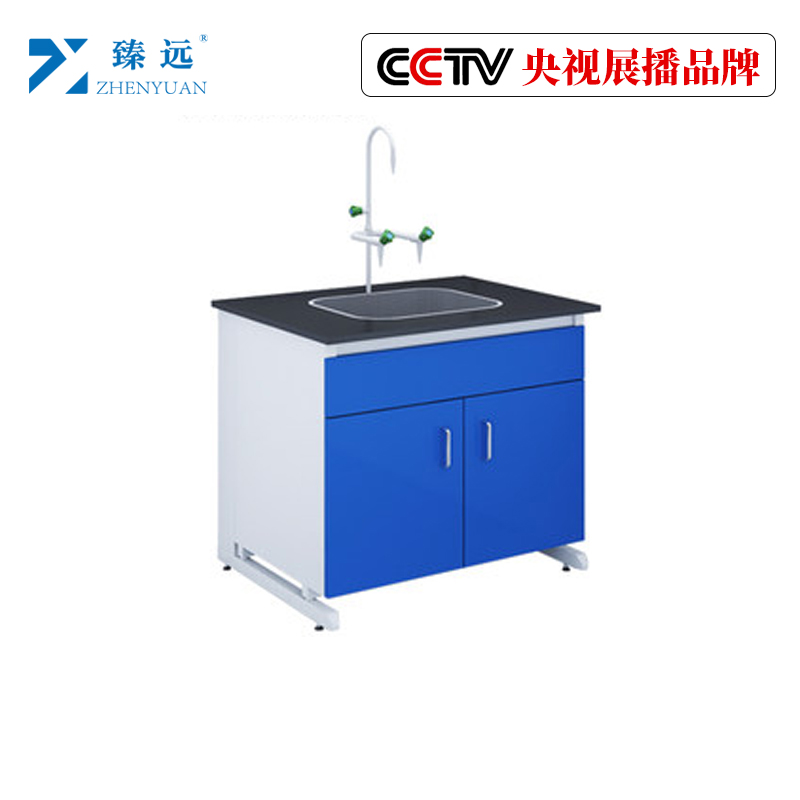 臻远操作台实验台化学试验桌 钢木边台1米带水 ZY-SN-0477