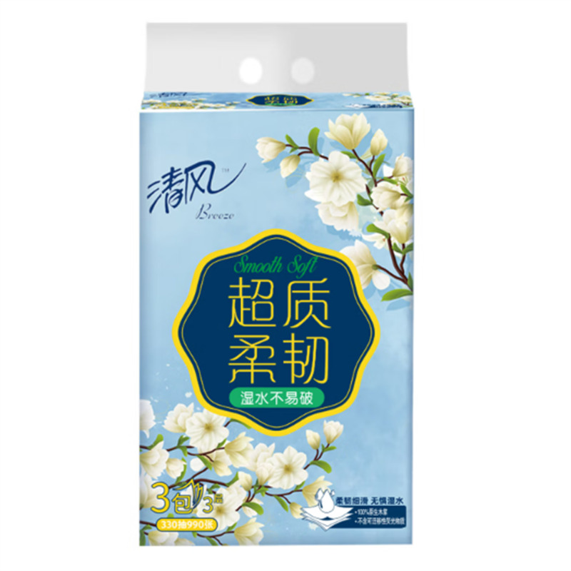 清风 超质柔韧抽纸 3层110抽1包 24包*1箱AR31SHK高清大图