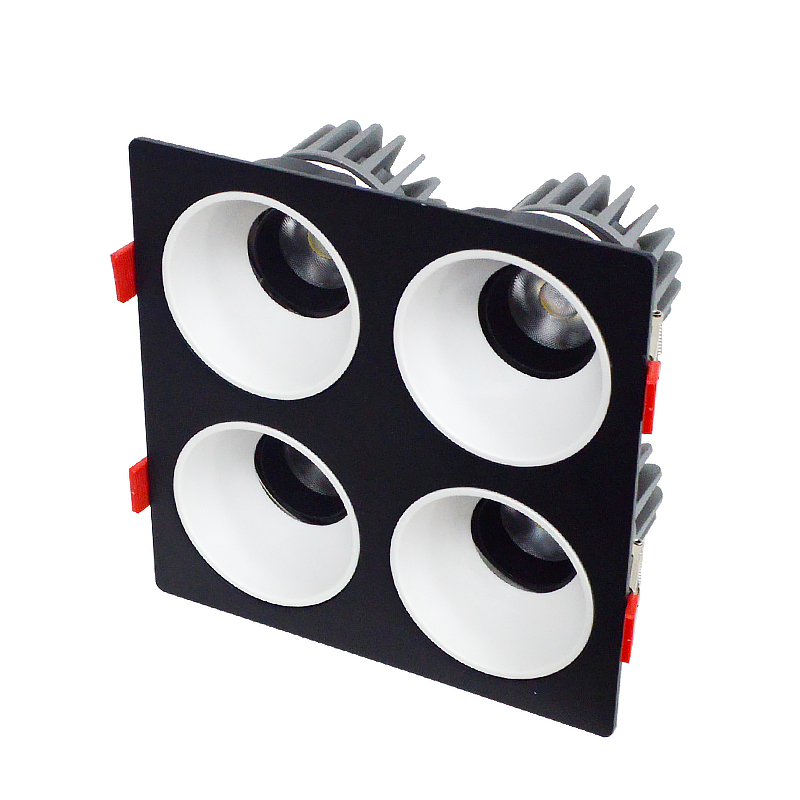 LED射灯 防眩光 嵌入式 黑架+白杯-四头12W*4中性光