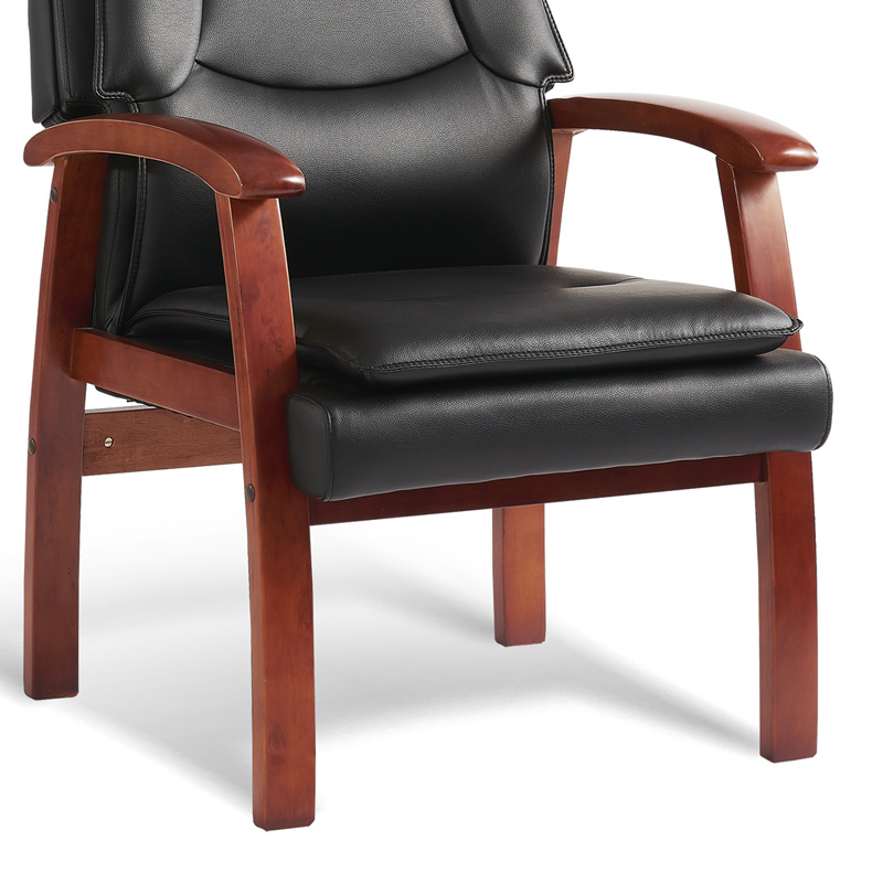 臻远ZY-7615办公会议椅办公皮椅电脑椅 黑牛皮高清大图