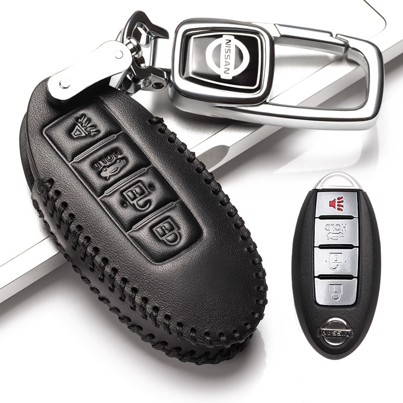 【补贴10%】2020款天籁专用钥匙套真皮2019款天籁公爵钥匙包套扣18款天籁壳汽车钥匙包 D款黑色智能四键（带喇叭键款）