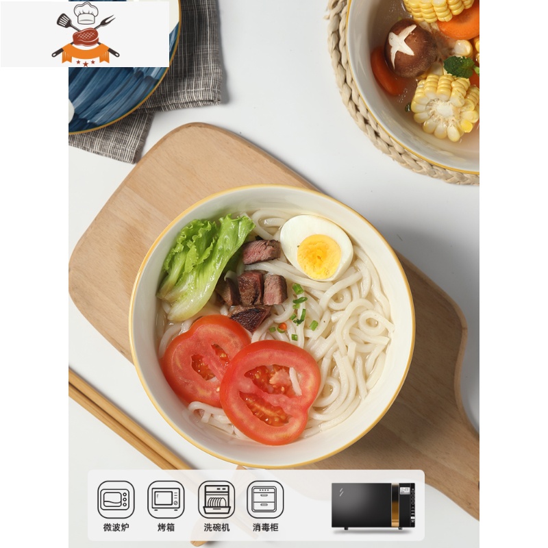 面碗家用大号汤碗日式北欧吃面条沙拉碗饭碗大碗陶瓷创意个性餐具 敬平高清大图