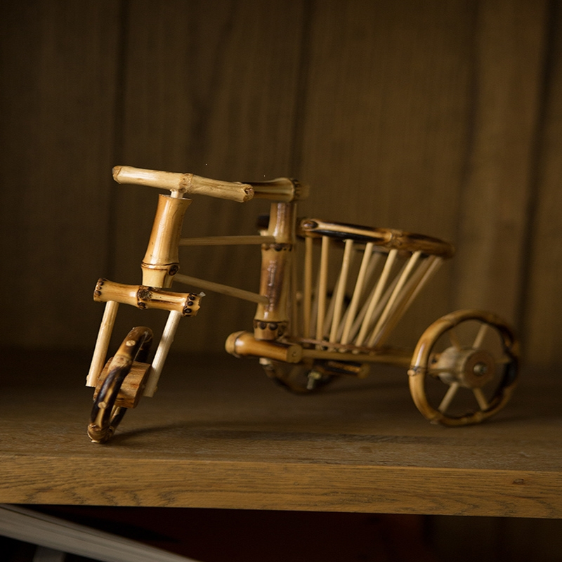 法耐fanai竹制品摆件创意装饰竹木工艺品模型玩具风车水车书架摆设