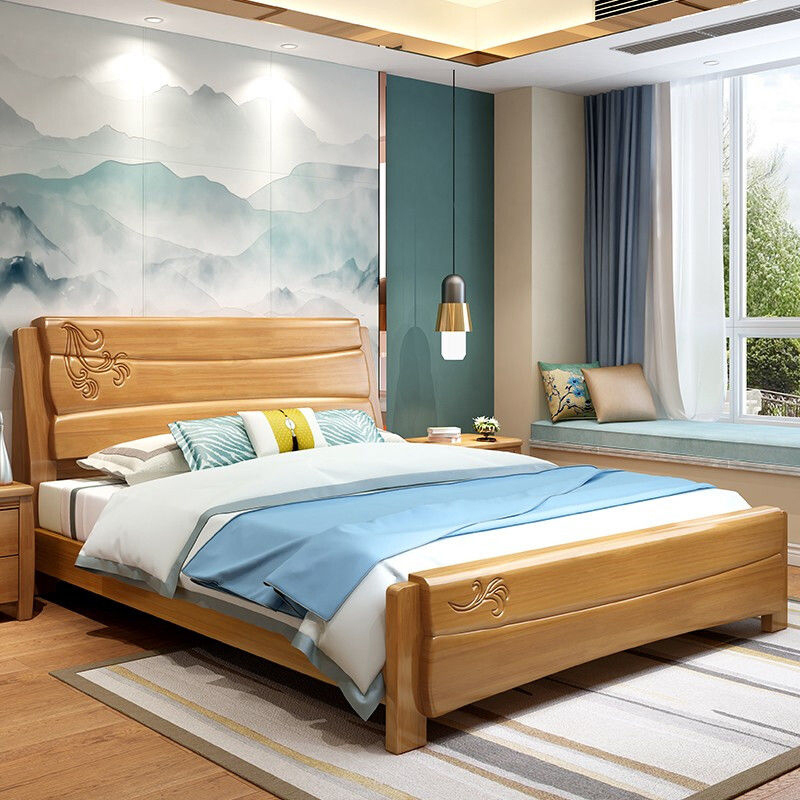 豪德银座床现代中式实木床现代简约经济小户型家用15米实木床宜家主卧