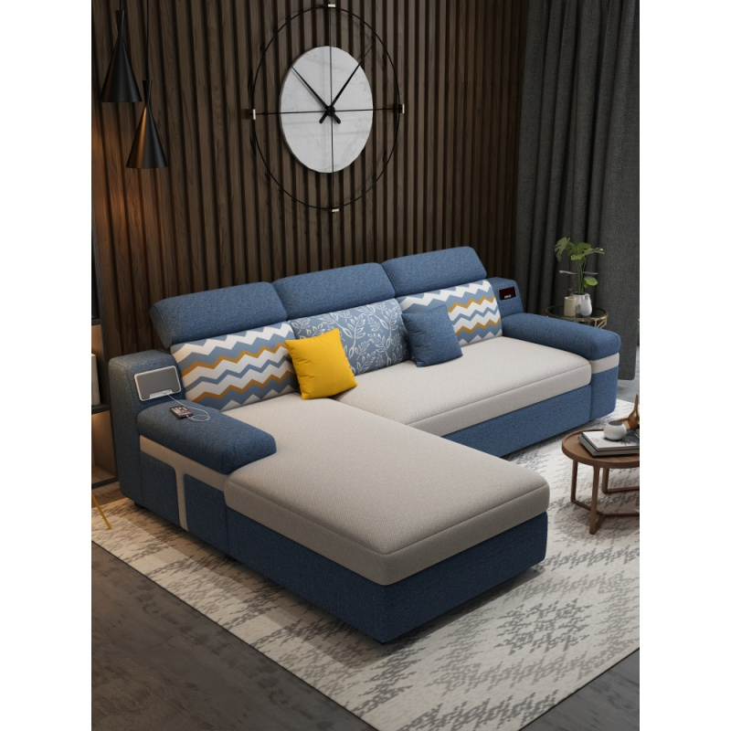 藤印象布艺沙发床两用贵妃储物小户型客厅多功能现代简约转角经济型