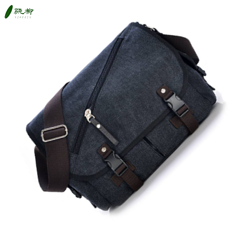 帆布斜挎包单肩包 黑色(宽33cm 高28cm 厚12cm)/个高清大图