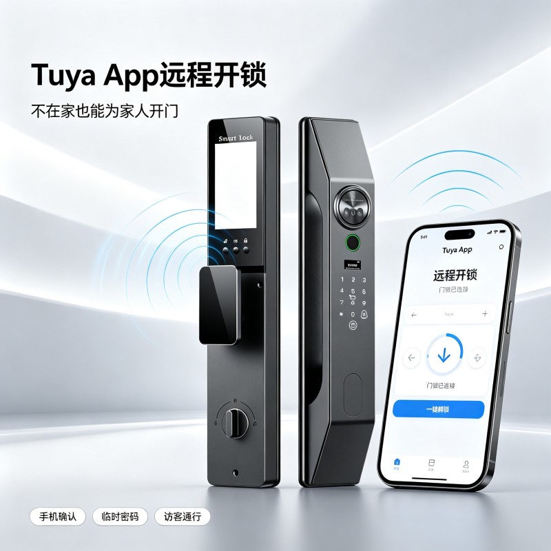 柯美康智能锁 T58人脸识别智能锁 tuya功能 电子门锁 家用防盗锁 密码锁高清大图