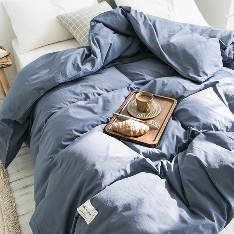 家柏饰(CORATED)全棉水洗棉四件套全棉床单被套床笠款学生宿舍三件套床上用品 纯棉四件套-牛仔兰 0.9m床【床单款三件套】【适合150*200cm被芯】