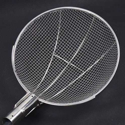 不锈钢笊篱头工厂食堂商用漏勺工业方眼油抄盘丝漏勺漏瓢网筛油漏