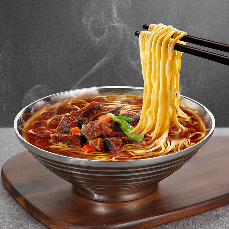 美厨(maxcook)304不锈钢碗 大汤碗双层隔热 加深加厚餐具面碗多用碗26CM MCWA235