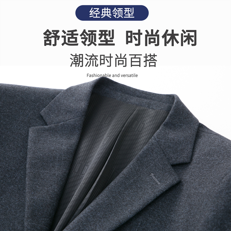 啄木鸟2025新款中年男士西服休闲格子商务西装外套爸爸春秋上衣5高清大图