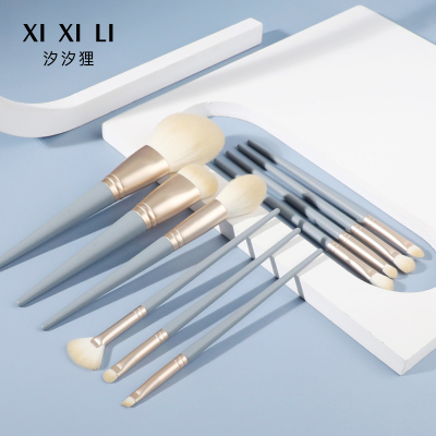 十件套装化妆工具[配化妆刷包] 人造纤维 汐汐狸初学者化妆刷套装散粉粉底眼影刷刷子超柔软工具10支全套