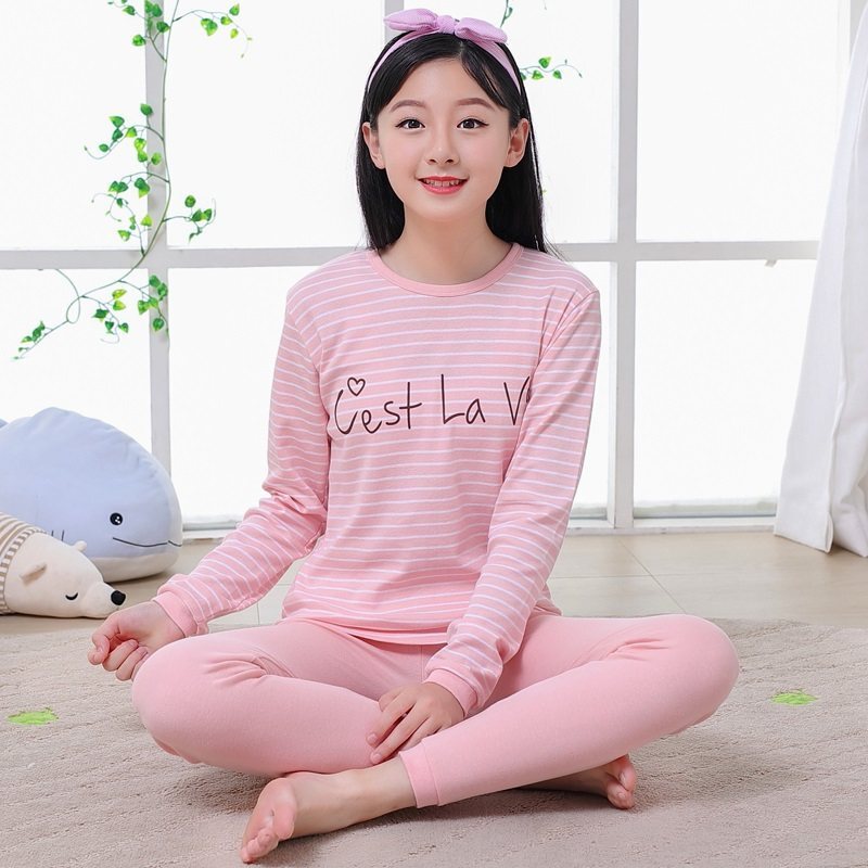 波迷娜(BOMINA)秋衣秋裤女纯棉套装少女初中学生保暖内衣女孩全棉薄款大童棉毛衫