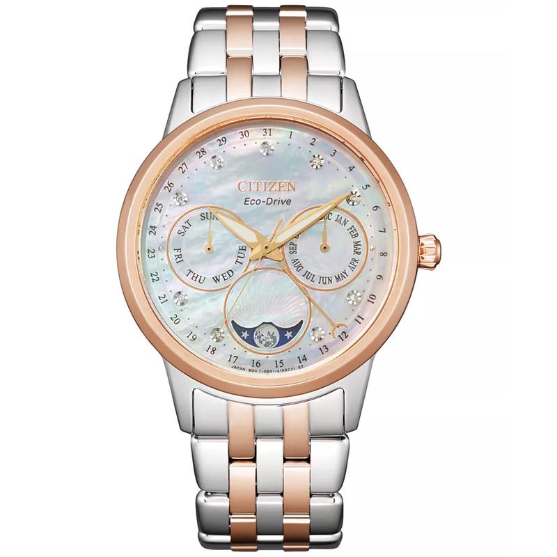 西铁城(CITIZEN)女士石英表时尚多功能月相显示 Eco-Drive光动能手表高清大图