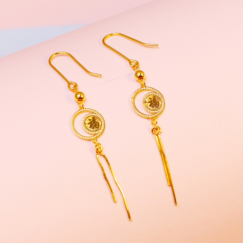 黄金码头5g足金999幸福美满耳坠女福字送爱人女友表白生日耳饰