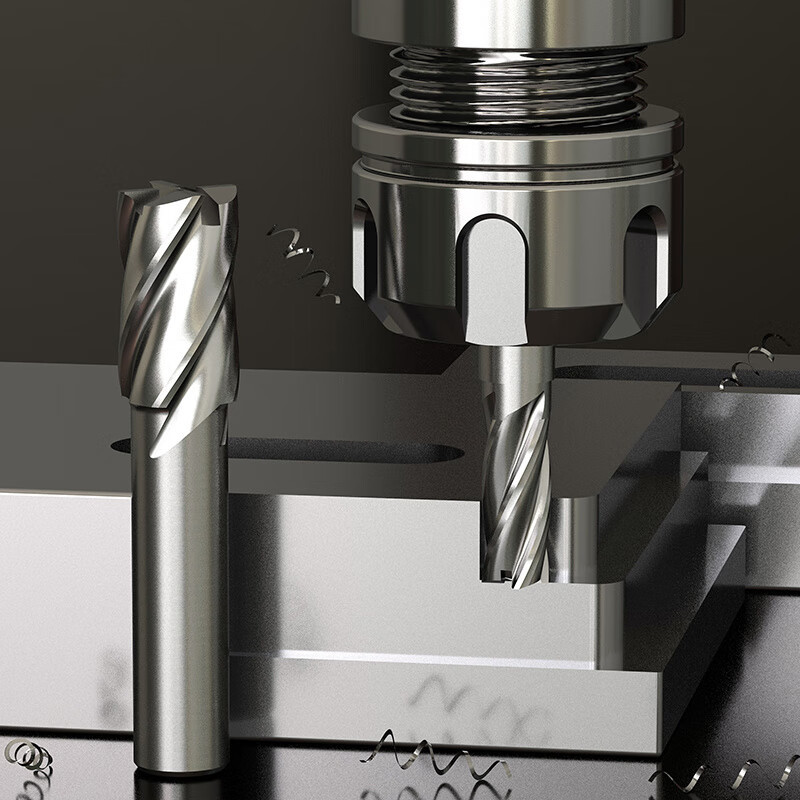 贝利立铣刀高速钢直柄数控刀具金属铁铝专用白钢四刃全磨中心铣刀钻头 4刃精铣刀(14mm)高清大图