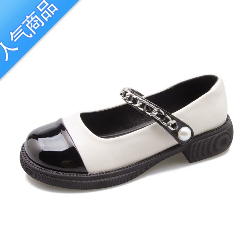 SUNTEK英伦风小皮鞋女2023夏新款玛丽珍厚底乐福鞋平底浅口透气单鞋图片