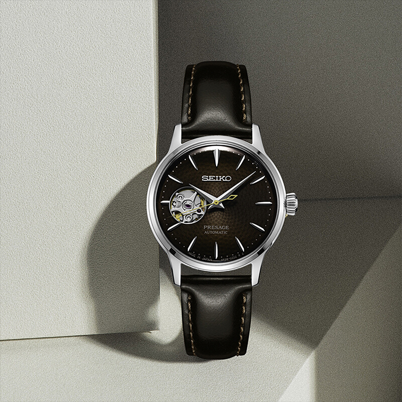 seiko精工手表女日本进口镂空表盘鸡尾酒机械表皮带女表ssa783j1