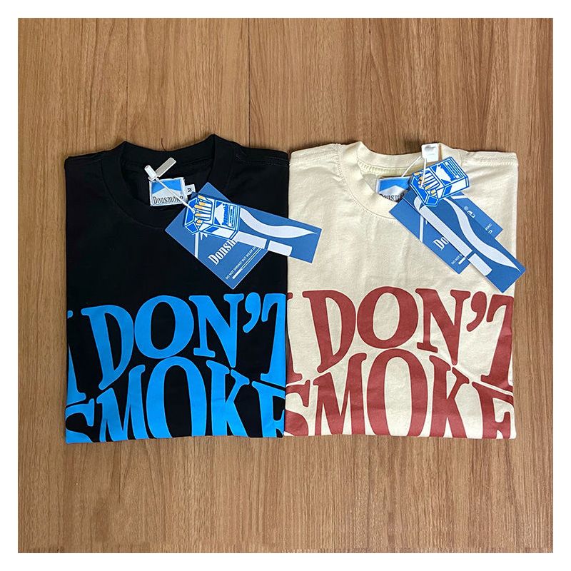 donsmoke拒绝吸烟棉长袖t恤女ins上衣小众情侣装美式打底衫