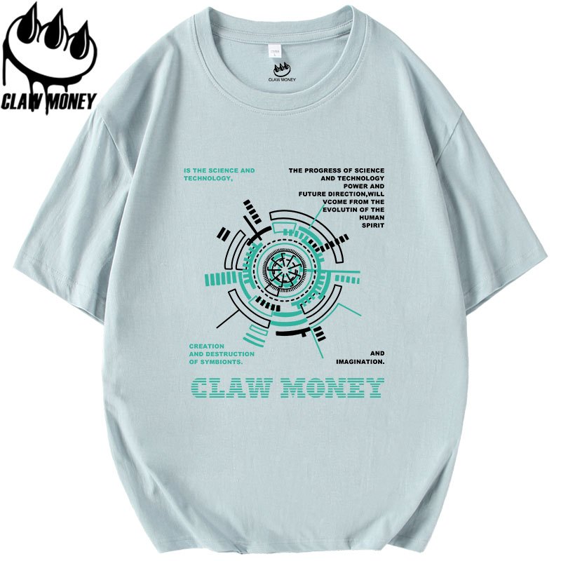 Claw money短袖t恤男潮流青少年字母印花半袖季宽松纯棉帅气体恤