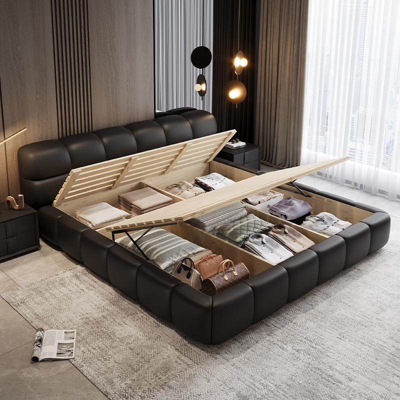 5米现代简约欧式大床卧室家具极简皮艺床储物软包婚床