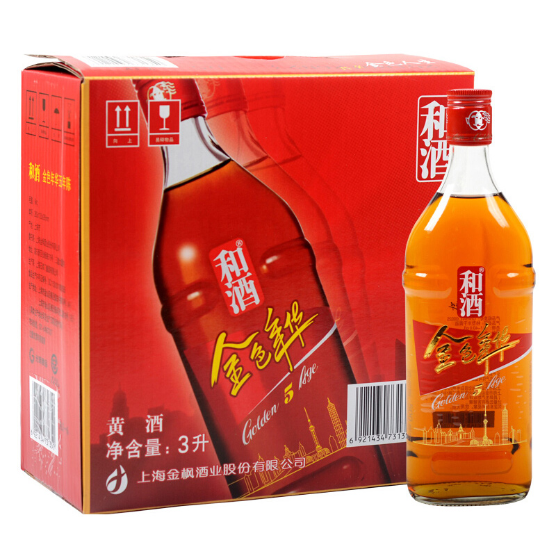 和酒 金色年华 五年陈 13.5度 黄酒 500ml*6瓶 整箱装