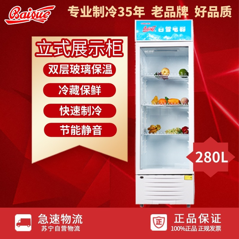 白雪 (Baixue) SC-280F 280升家用立式 冰柜 冷柜 商用冷藏陈列柜 啤酒柜 保鲜柜 饮料柜 展示柜