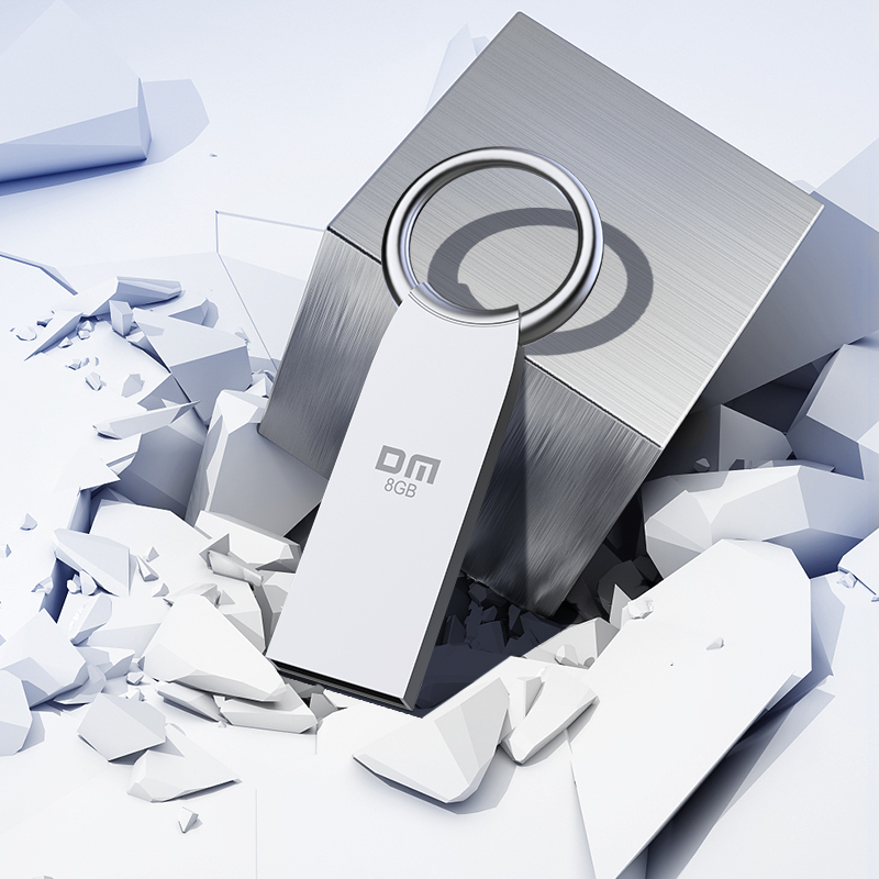 DM 8GB USB2.0 U盘 小圆PD175 银色 小巧便携金属车载防水防震电脑优盘 投标招标小u盘