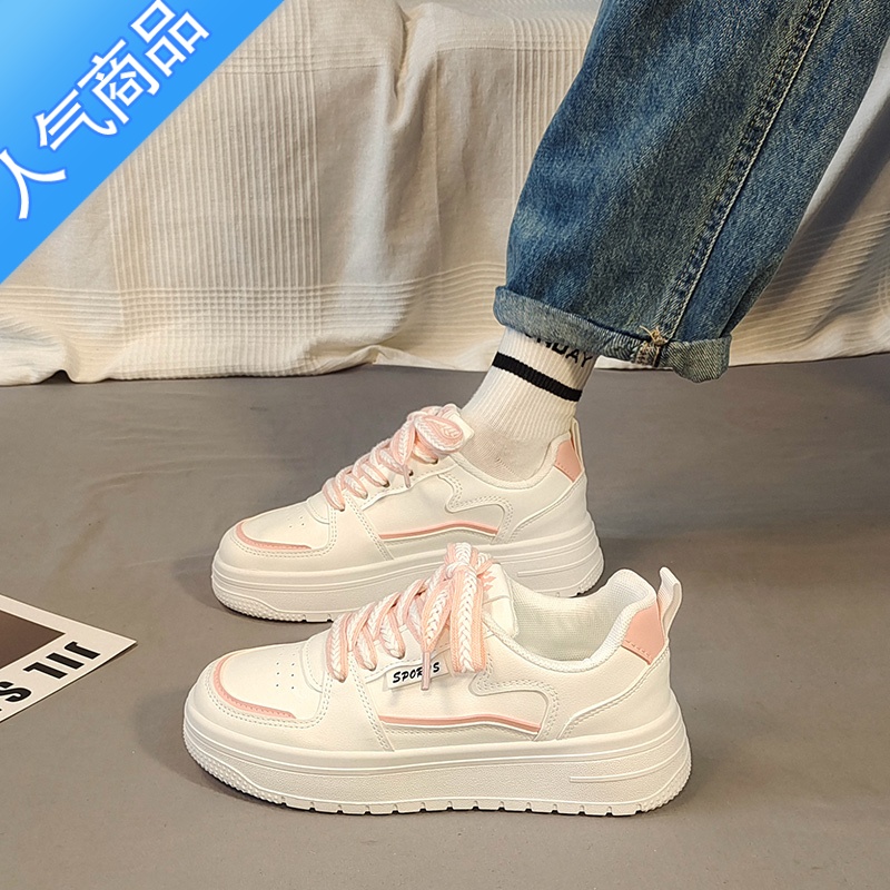 SUNTEK小白鞋女鞋子2023新款夏季百搭厚底ins潮休闲运动鞋网面板鞋高清大图