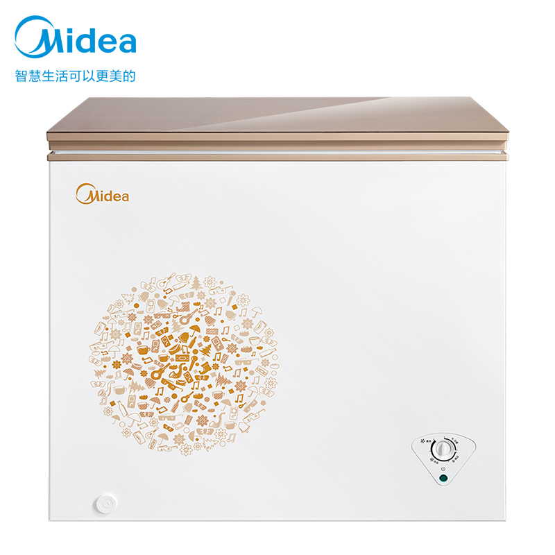 美的(Midea)209升 彩晶玻璃面板家用冰柜 冷藏冷冻转换柜大型冷柜 BD/BC-209KGM(E)