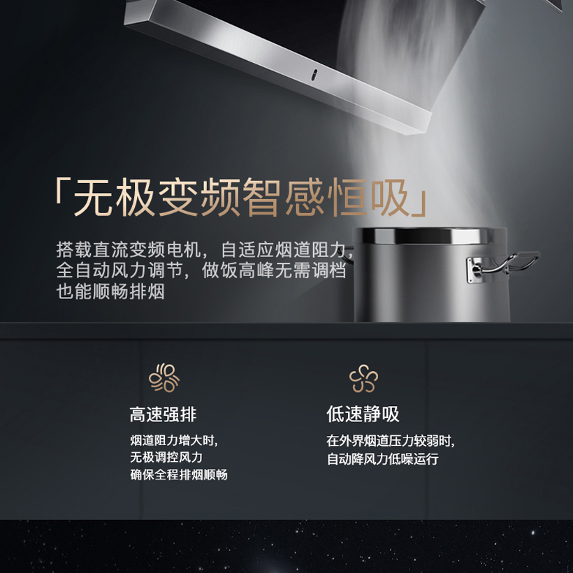 华帝(vatti)24立方变频侧吸抽油烟机灶具套餐天然气5.2kW可定时调节燃气灶炉头可拆卸烟灶套装i11142+79B高清大图