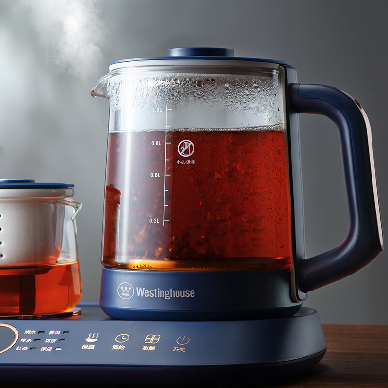 西屋(WESTINGHOUSE) 600W滤茶分杯设计1L双壶模式12小时持久保温养生壶套装 深蓝 WEK08B高清大图