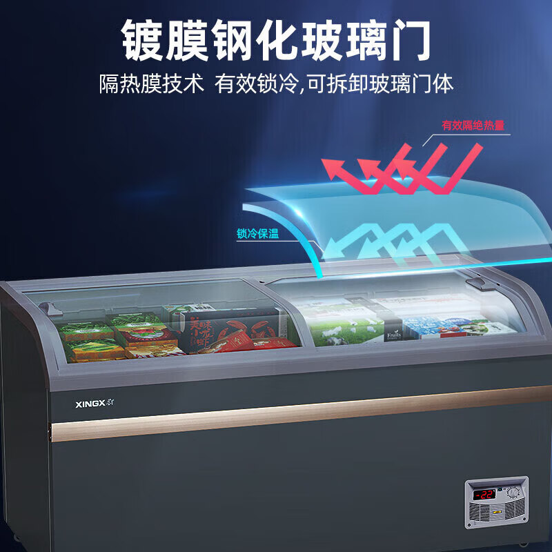 星星(XINGX)SD/SC-509BYE石墨灰307升大容量组合岛柜商用冰柜冷藏冷冻单温卧式展示柜 超市便利店雪糕饮料高清大图