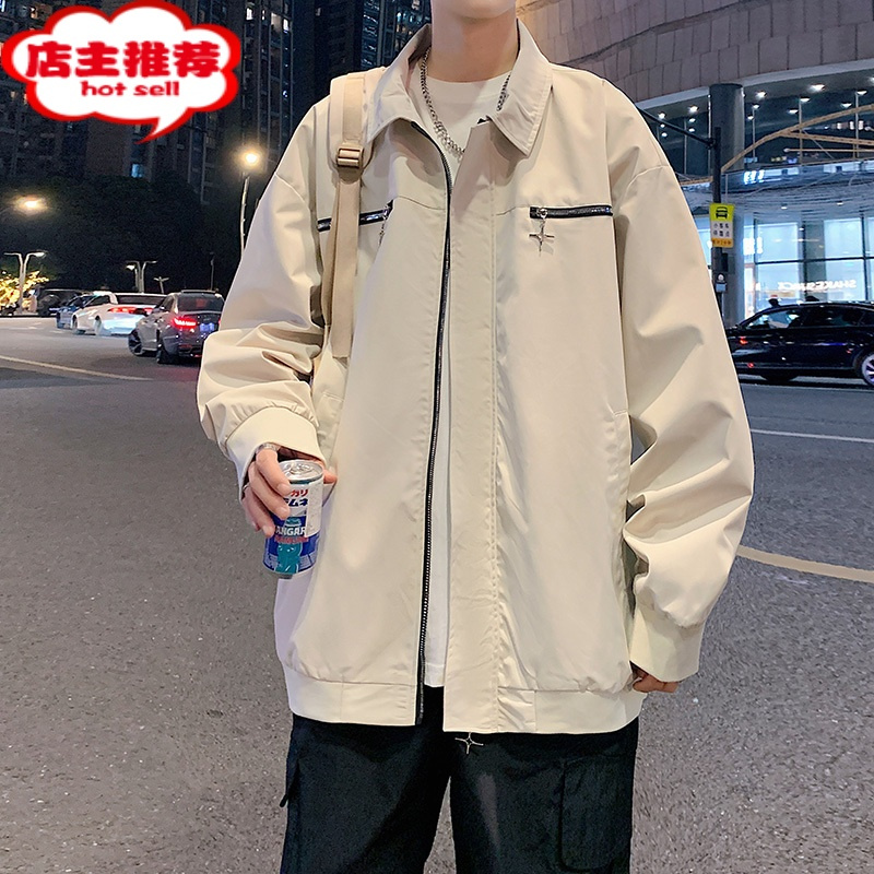 SHANCHAO飞行员夹克男士新款宽松潮牌oversize立领棒球服男生上衣服