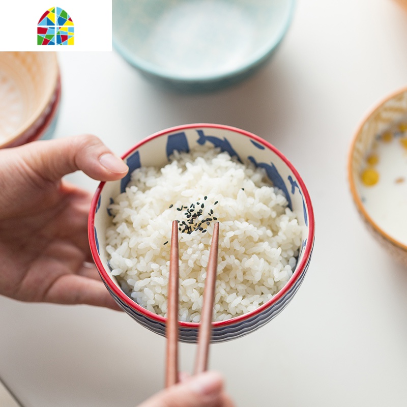 创意个性家用5寸吃饭陶瓷碗日式釉下彩隔热早餐稀饭小汤碗微波炉碗 FENGHOU 白色高清大图