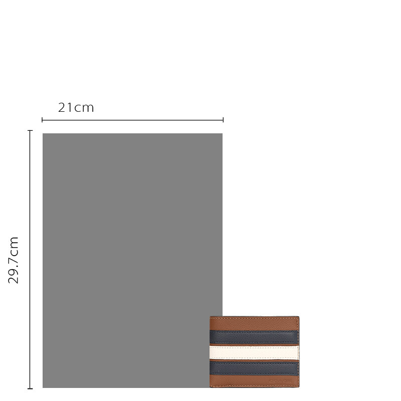 蔻驰(COACH)男士皮革短款钱包钱夹 棕色蓝白条