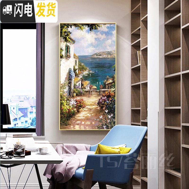 三维工匠十字绣2020新款客厅北欧风格简约现代地中海边小镇 [丝线满绣]50x90中格三股线绣/免费补线/精准印花/不偏高清大图
