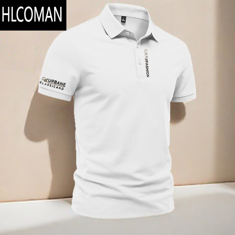 HLCOMAN短袖t恤男士衫夏季新款翻领半袖美式休闲百搭修身体恤衫上衣