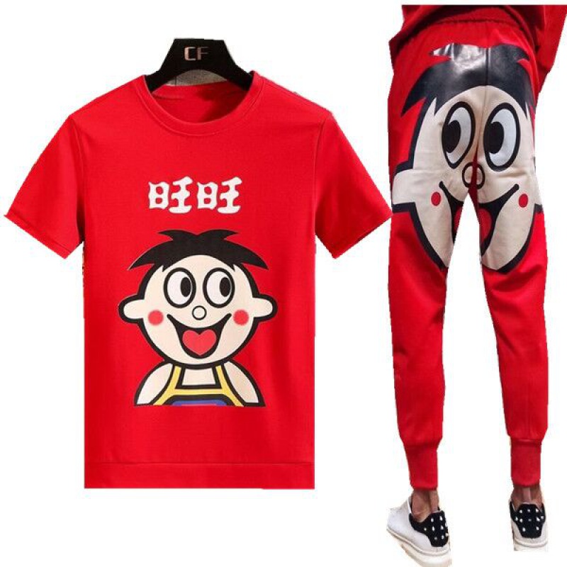 抖音款旺仔套装社会人旺仔牛奶衣服紧身衣男社会精神小伙小妹青年参数