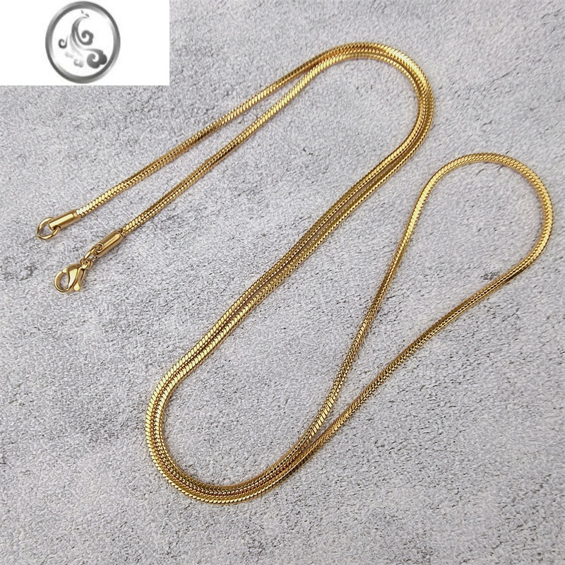 jimi简约金色钛钢方蛇链情侣蛇骨链轻奢个性潮流百搭配毛衣链hot