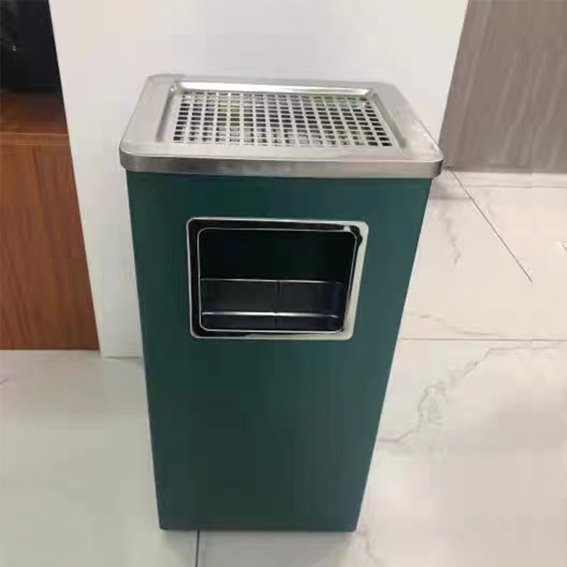 豪利鑫威不锈钢垃圾桶烟蒂柱灭烟桶带烟灰缸室外电梯口立式丽格长方形绿色
