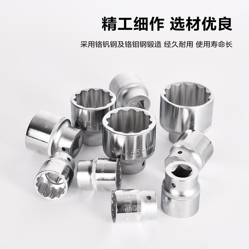 得力(终保)19mm系列十二角重型套筒(银)60mm[DQ4560]高清大图