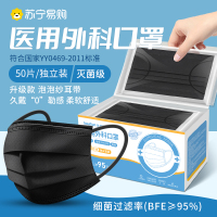 医用外科一次性医疗口罩女医疗三层正规正品独立包装灭菌级-黑色盒装100只