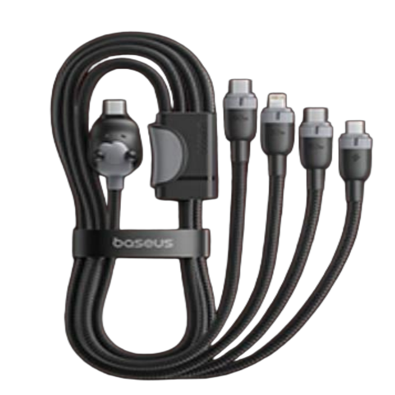 倍思 马年生肖系列 一拖四充电线USB-C to C+C+L+M 60W E04288 星际黑E0428800高清大图